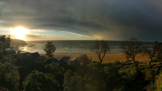 A reader's picture of the storm rolling into Mornington on Saturday evening.