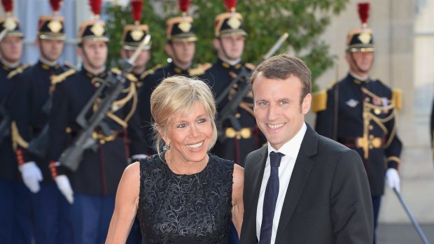 Emmanuel Macron and wife Brigitte Trogneux.