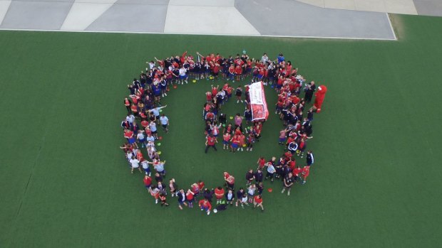Students at Mother Teresa Primary School in Harrison form a 'D' on Day for Daniel.