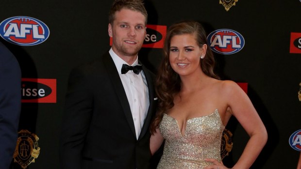 Western Bulldogs footballer Jake Stringer with then-partner Abby Gilmore. Her message of empowerment employs tools of misogyny. 