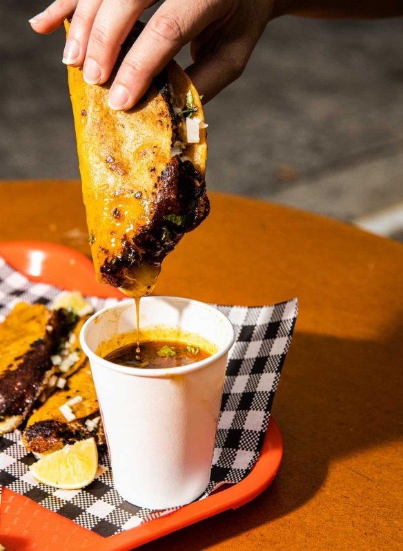 Beef birria tacos from Dingo Ate My Taco food truck.