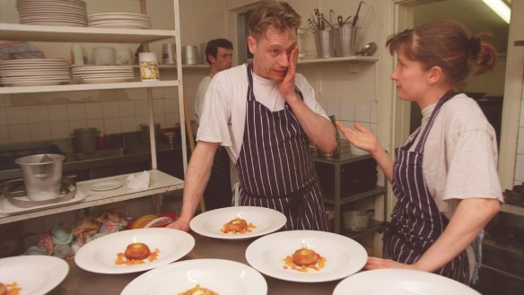 Donovan Cooke and his then-wife Philippa Sibley at Melbourne's Est Est Est in 1997, when 16-hour days, six days a week were the norm.