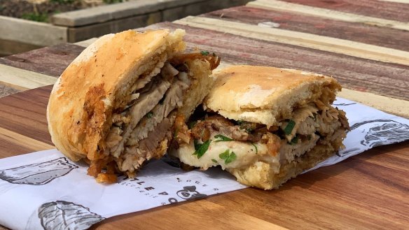 Bundarra Berkshires' famous porchetta sandwich.