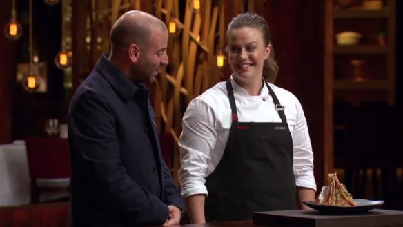 Kylie Millar with her Birds Nest dessert creation on MasterChef.