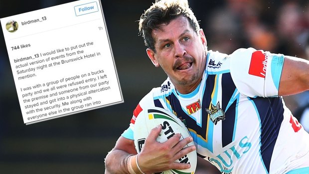 In hot water: Greg Bird issued a statement on social media explaining what he says happened at Hotel Brunswick.