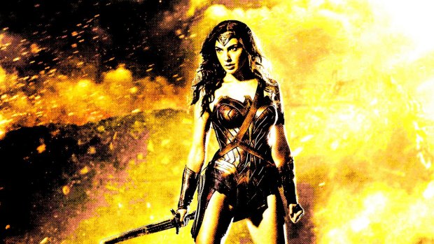Gal Gadot in costume as Wonder Woman for the film <i>Batman vs Superman: Dawn of Justice</i>.