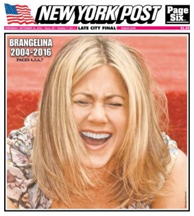 The <i>New York Post</i> caused outrage by putting a laughing Aniston on their front cover on Wednesday.