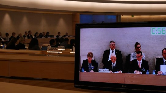 Veteran MP Philip Ruddock joined Australia's delegation at the UN forum, defending Australia's human rights record.