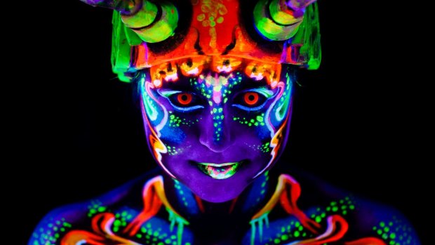 Performers were lit up in UV body paint. 