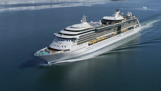 A Royal Caribbean mega liner capable of bringing 2400 visitors to a destination.