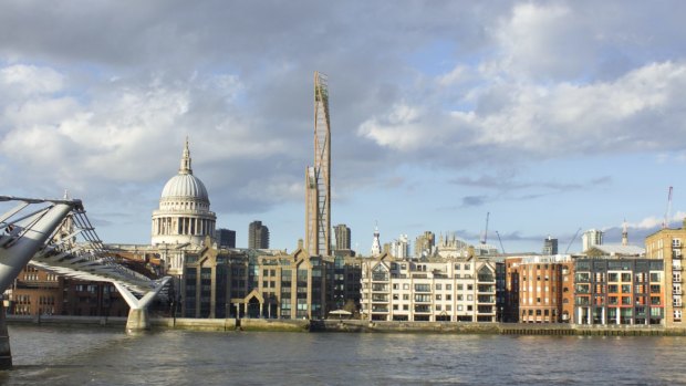 Artist’s impression of London’s skyline with the proposed “Toothpick”.
