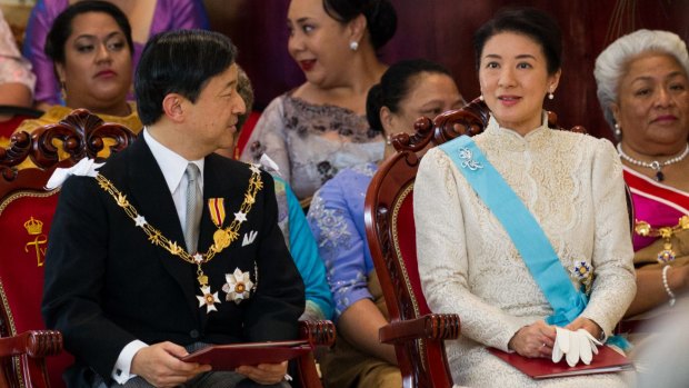 Crown Prince Naruhito and Crown Princess Masako at the coronation of King Tupou VI of Tonga in July 2015.