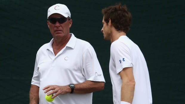 Putting in: Andy Murray in a training session with Ivan Lendl at Wimbledon.