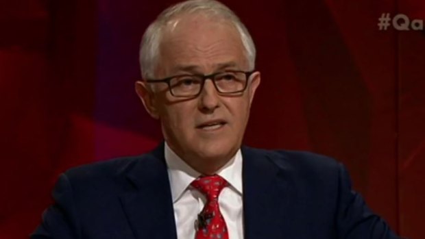 Prime Minister Malcolm Turnbull on the ABC's Q&A program in December.