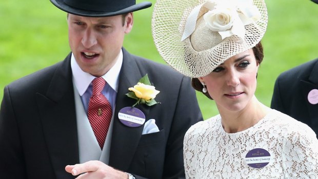 Prince William and Catherine, Duchess of Cambridge, along with James Meade all sporting their name tags at Royal Ascot. 