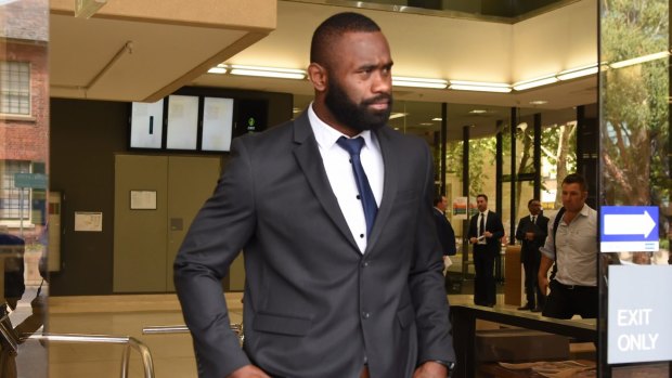 Legal cloud: Semi Radradra leaves Parramatta Local Court in November after failing to appear on a domestic violence-related matter.