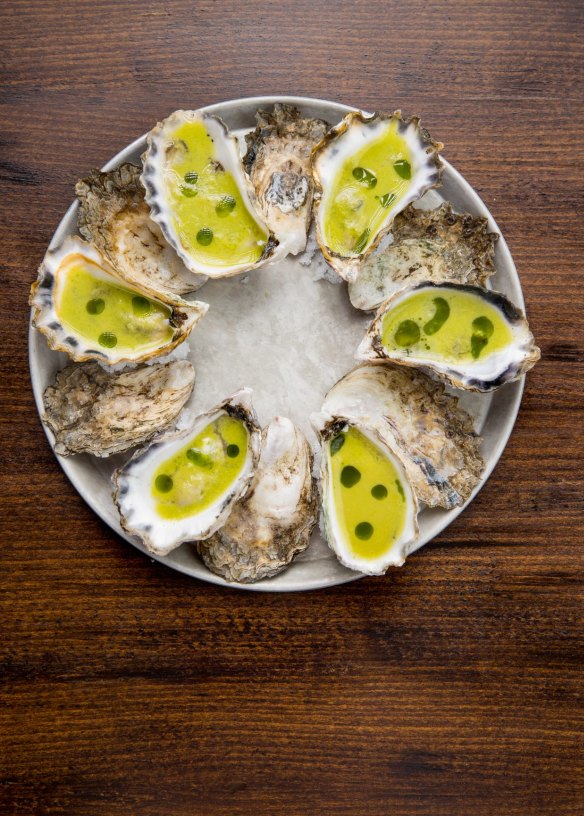 Oysters with G&T gazpacho.