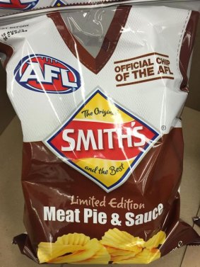 Official "Meat Pie and Sauce" AFL chips from Smith's.