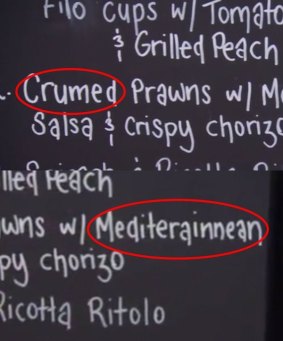 Mike and Tarq noticed JP and Nelly misspelled their menu, but Mike refers to the "crumed prawns" mistake as "pretty crummy", so who's the real monster?