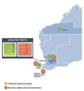 Regional personal insolvency statistics for WA, June quarter 2016.