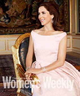 Aussie fashion icon: Princess Mary in the Carla Zampatti gown as she appeared in The Australian Women's Weekly in 2013.
