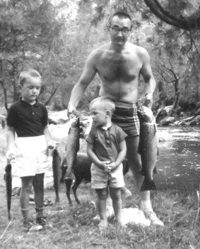 The Acker family with four trout caught on the Goodradigbee River in the early 1970s.