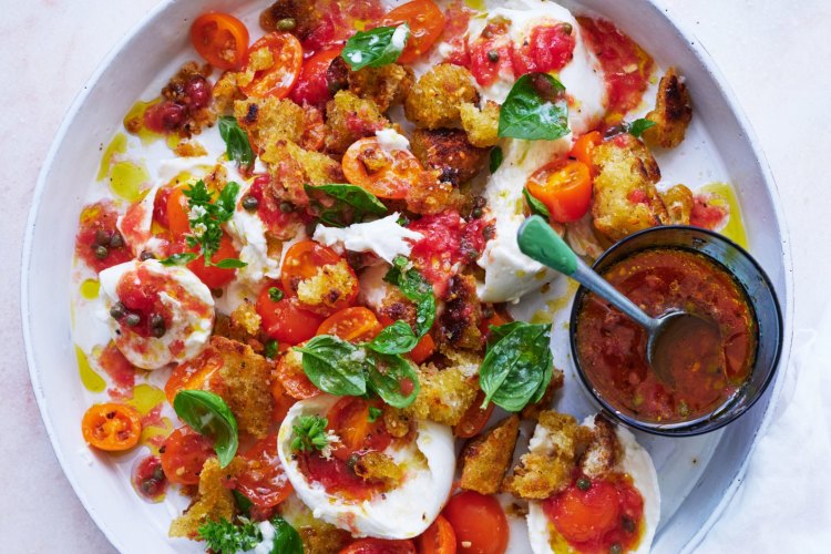 Mozzarella, tomato and basil salad.