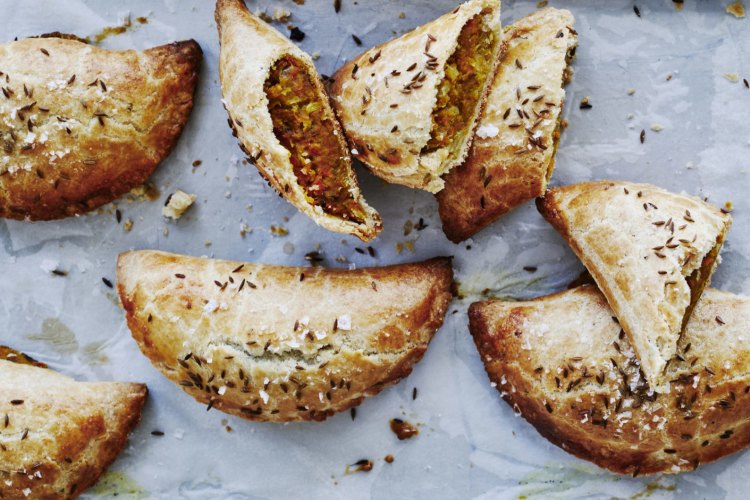 Helen Goh's spiced lentil and vegetable pasties.