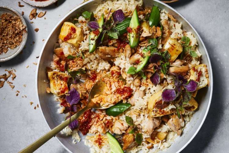 One-pot chicken nasi goreng.