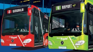 An image of the colour-coded buses proposed by the Liberals.