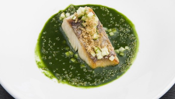 The mackerel with nettle soup served at The Roving Marrow at the Astor in Carlton.