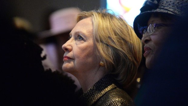 Democratic presidential candidate Hillary Clinton listens to a sermon after speaking at Little Rock AME Zion church in Charlotte, North Carolina.