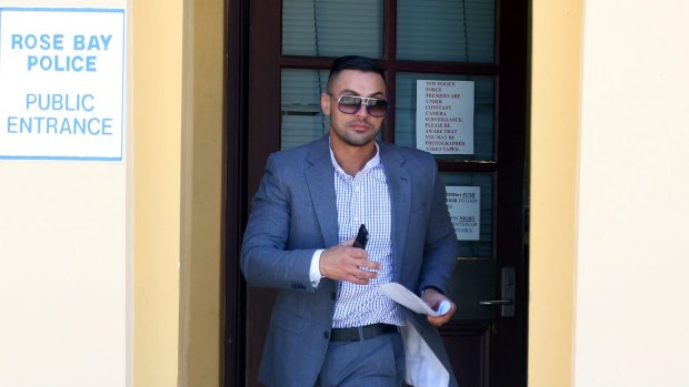 Salim Mehajer in a suit at Rose Bay Police Station where he went to report as part of his bail conditions. 