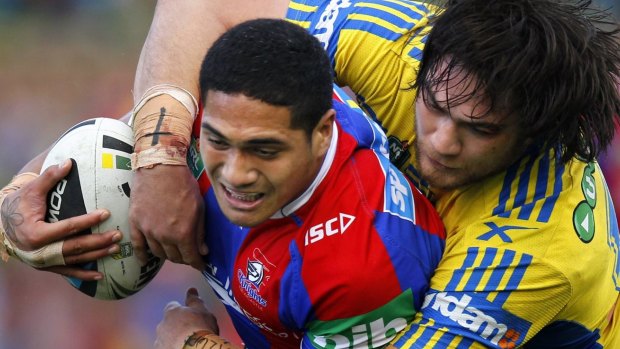 Missing out: Sione Mata'utia of the Newcastle Knights. 