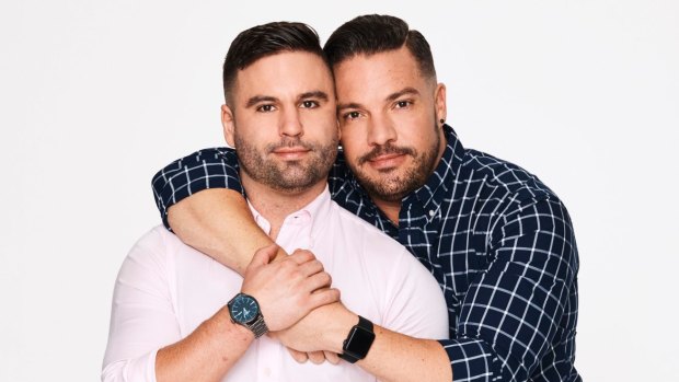 Chris and Grant, the gay couple on Seven's reality series <i>Bride & Prejudice</I>.