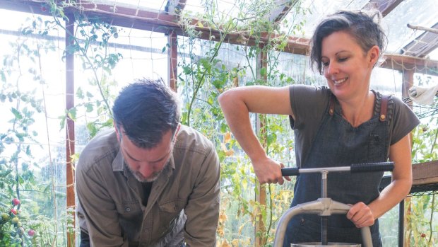 Nick Ritar and Kirsten Bradley at their property Melliodora, where they practice 'natural beekeeping'.