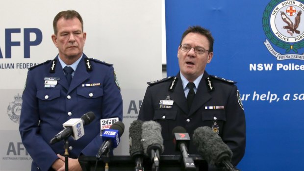 AFP Deputy Commissioner Michael Phelan, right, and NSW Police Deputy Commissioner David Hudson, outline the alleged terror plots.