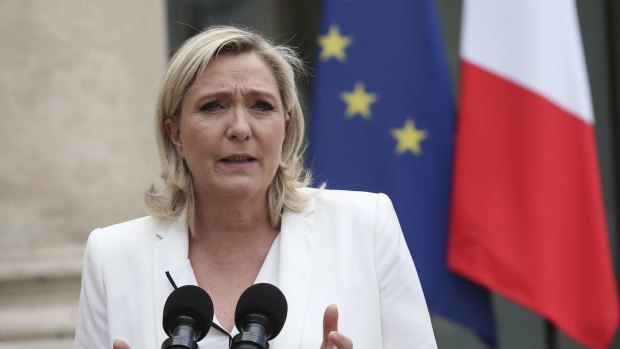 French far-right leader Marine Le Pen in Paris on Saturday. 