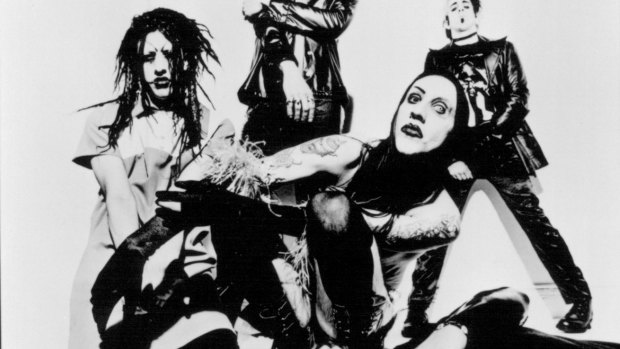 Twiggy Ramirez (far left) and Manson in an early band shot.