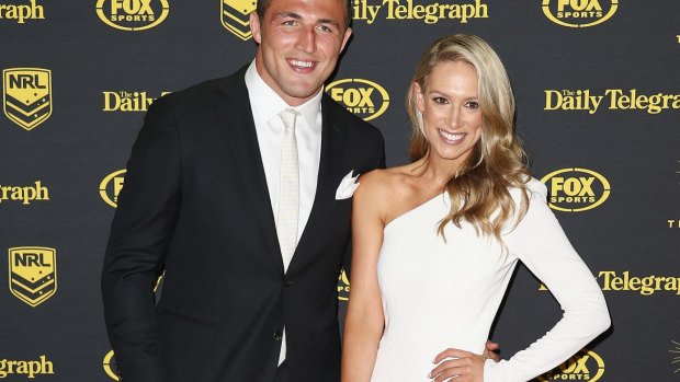 Happy couple: Sam Burgess and Phoebe Hooke.