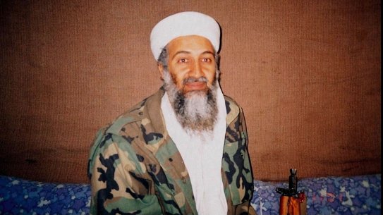 Osama bin Laden during an interview by Pakistani journalist, Hamid Mir, near Kabul in 2001.