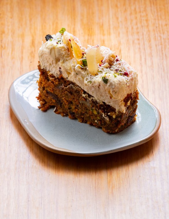 Carrot cake with cream cheese icing.