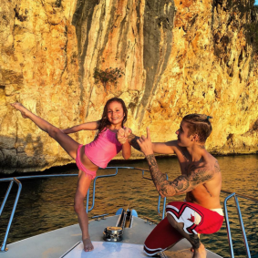 Justin Bieber has been spending the break holidaying with family and friends (including potentially-more-than-friends Hailey Baldwin) on the islands of St. Barthelemy and Anguilla. He posted this picture with his little sister Jazmyn to his Instagram account.