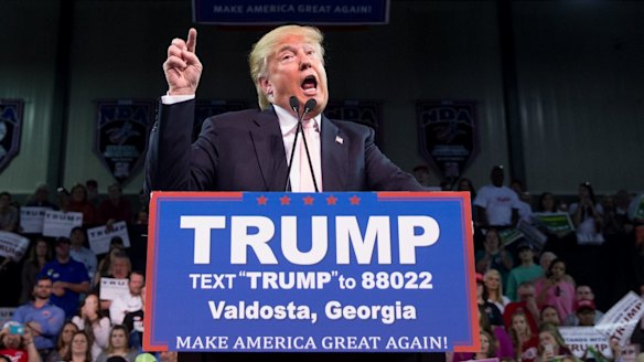 Republican presidential candidate Donald Trump speaks at a rally at Valdosta State University in Valdosta, Georgia, on Monday.
