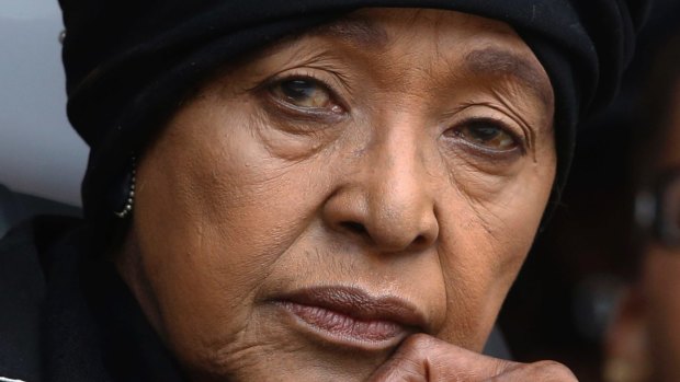 Winnie Madikizela-Mandela at the memorial service for Nelson Mandela in 2013.