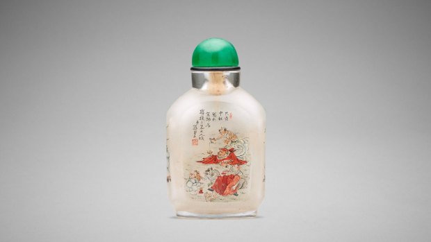 Lot 159A, a Chinese inside-painted  Zhong Kui glass snuff bottle, 
Sun Xingwu, Beijing, dated 1899, sold for $5124 IBP (estimate $3500-$4200).
