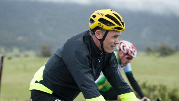 Chris Froome on the road in the Snowy Mountains.