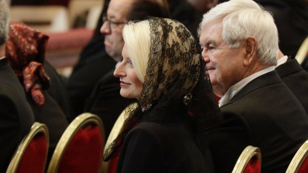 Callista Gingrich, the US ambassador designate to the Holy See, attends the funeral service for late Cardinal Bernard Law.