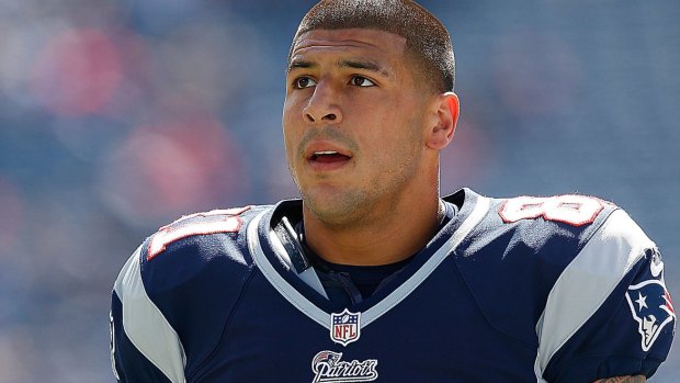 Aaron Hernandez at a game in 2012. 
