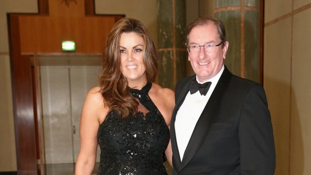Peta Credlin and Brian Loughnane arrive for the Midwinter Ball at Parliament House in June.
